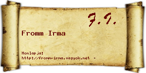 Fromm Irma névjegykártya